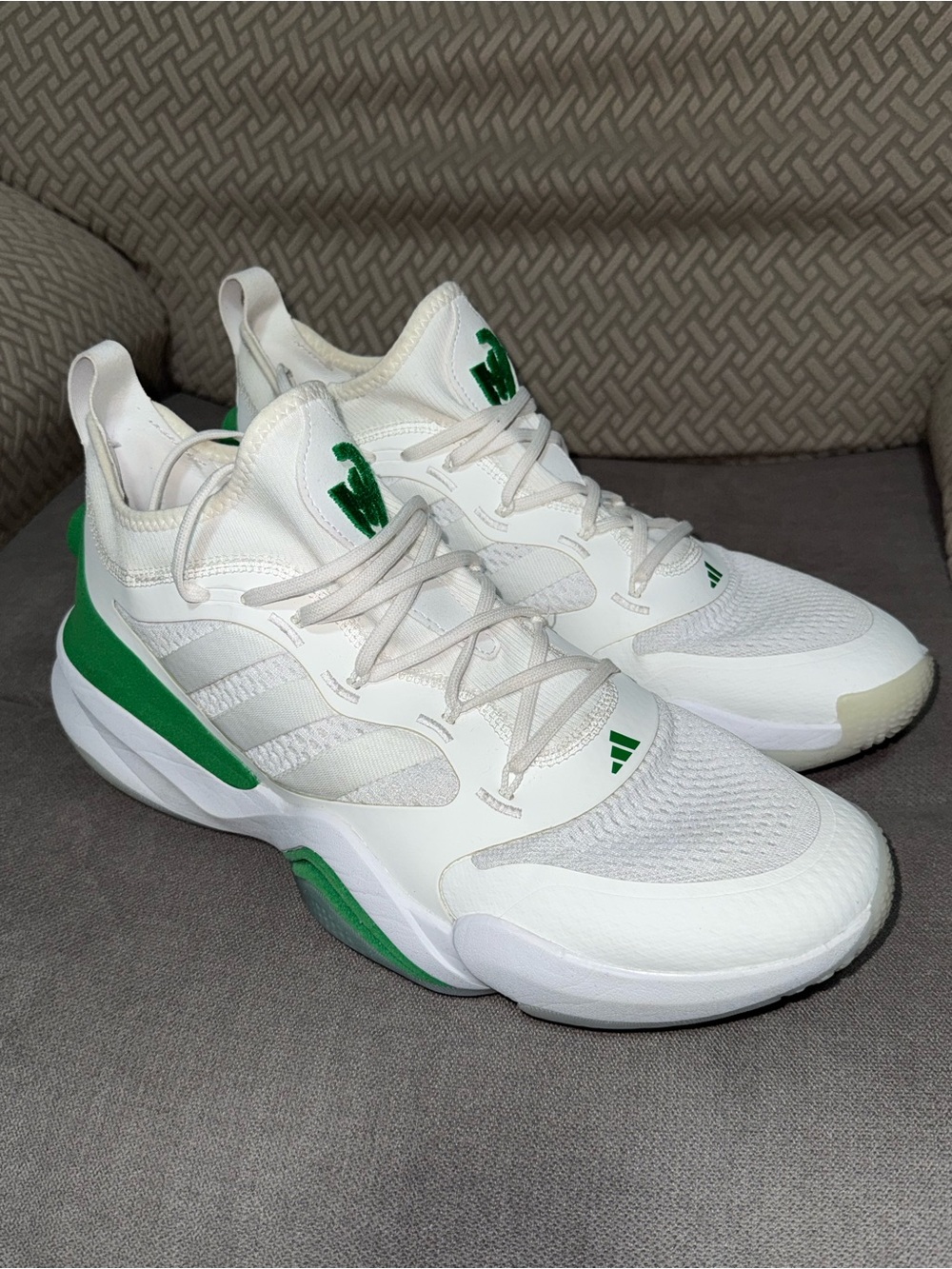 adidas White and Green Men's Athletic Sneakers